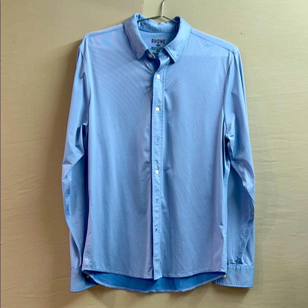 RHONE Men's Light Blue Commuter Button Down Shirt